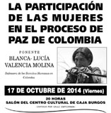 Aranda de Duero, 17/10: La participación de las mujeres en el proceso de paz de Colombia