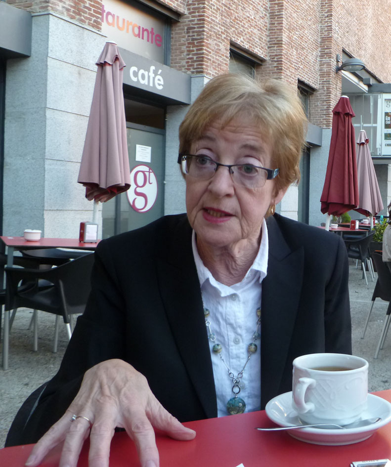 Maude Barlow durante la entrevista en Madrid. Fotografiada por Erika González.