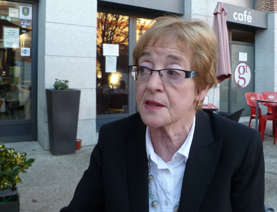 Maude Barlow durante la entrevista en Madrid. Fotografiada por Erika González.