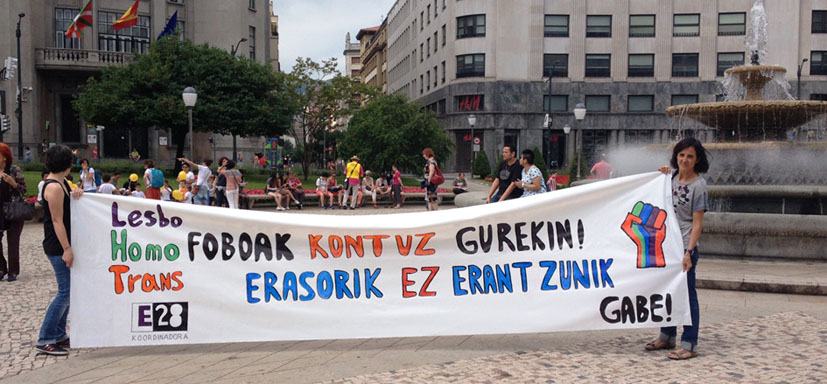 Manifestación el 28 de junio, día internacional por las libertades sexuales, Bilbao (2015). Fotografía de Lala Mujika.